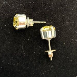 Sabika Silver and Yellow Stud Earrings